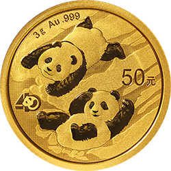 3g China Panda Gold, verschiedene Prägejahre