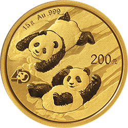 15g China Panda Gold, verschiedene Prägejahre