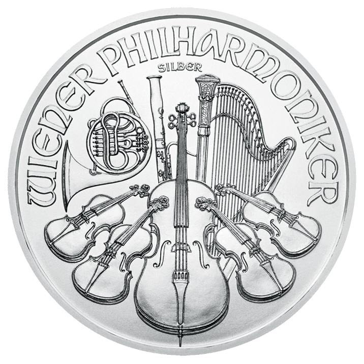 1 Unze Silber Wiener Philharmoniker, verschiedene Prägejahre