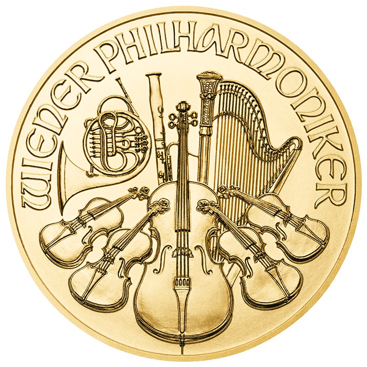 1 Unze Gold Wiener Philharmoniker, verschiedene Prägejahre
